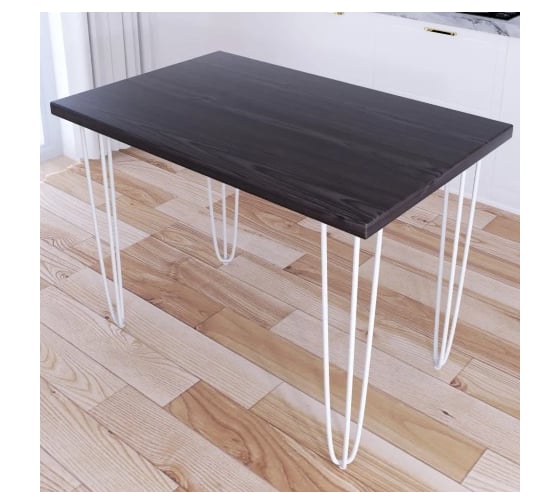 Стол кухонный Solarius Loft со столешницей цвета венге из массива сосны 40 мм на белых металлических ножках-шпильках, 100x60x75 см 710-10327 1