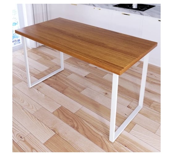 Стол кухонный Solarius Loft со столешницей цвета ольхи из массива сосны 40 мм и белыми металлическими ножками, 140x75x75 см 700-10508 1