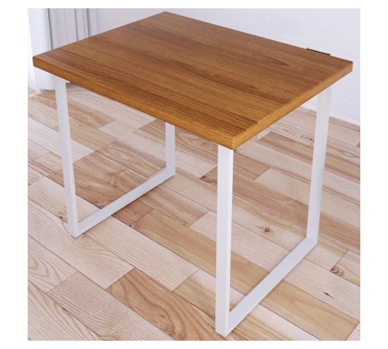 Стол кухонный Solarius Loft со столешницей цвета ольхи из массива сосны 40 мм и белыми металлическими ножками, 90x80x75 см 700-10509 1