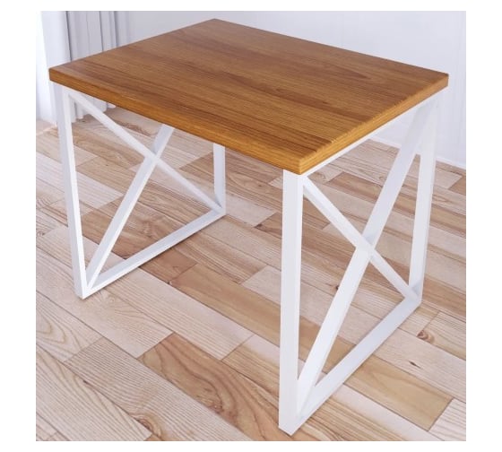 Стол кухонный Solarius Loft со столешницей цвета ольхи из массива сосны 40 мм и белыми металлическими крестообразными ножками, 110x80x75 см 702-10400 1