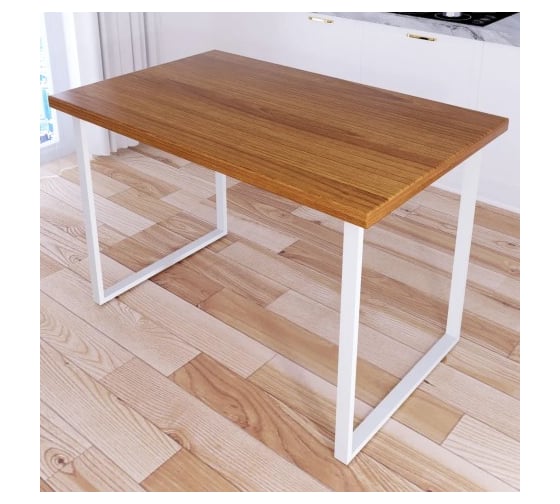 Стол кухонный Solarius Loft со столешницей цвета ольхи из массива сосны 40 мм и белыми металлическими ножками, 90x60x75 см 700-10491 1