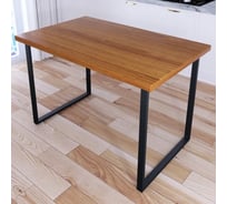 Стол кухонный Solarius Loft со столешницей цвета ольхи из массива сосны 40 мм и черными металлическими ножками, 130x75x75 см 700-10481
