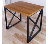 Стол кухонный Solarius Loft со столешницей цвета ольхи из массива сосны 40 мм и черными металлическими крестообразными ножками, 90x80x75 см 702-10388