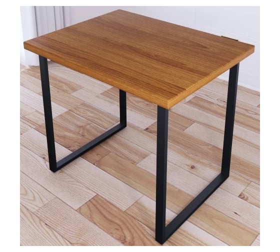 Стол кухонный Solarius Loft со столешницей цвета ольхи из массива сосны 40 мм и черными металлическими ножками, 100x75x75 см 700-10478 1