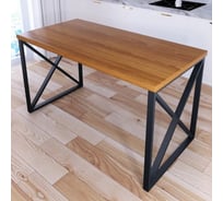 Стол кухонный Solarius Loft со столешницей цвета ольхи из массива сосны 40 мм и черными металлическими крестообразными ножками, 130x60x75 см 702-10240