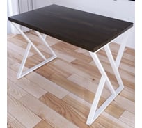 Стол кухонный Solarius Loft со столешницей цвета темного дуба из массива сосны 40 мм и белыми металлическими Z-образными ножками, 90x60x75 см 703-10031