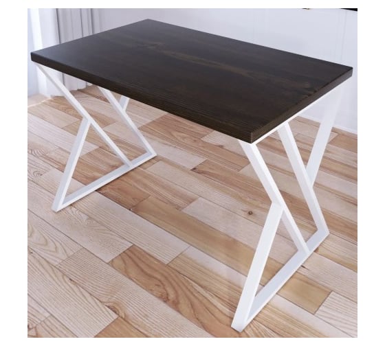 Стол кухонный Solarius Loft со столешницей цвета темного дуба из массива сосны 40 мм и белыми металлическими Z-образными ножками, 90x60x75 см 703-10031 1