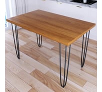 Стол кухонный Solarius Loft со столешницей цвета ольхи из массива сосны 40 мм на черных металлических ножках-шпильках, 120x75x75 см 710-10543