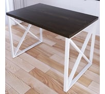 Стол кухонный Solarius Loft со столешницей цвета темного дуба из массива сосны 40 мм и белыми металлическими крестообразными ножками, 120x80x75 см 702-10069
