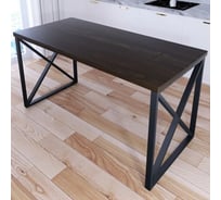 Стол кухонный Solarius Loft со столешницей цвета темного дуба из массива сосны 40 мм и черными металлическими крестообразными ножками, 130x70x75 см 702-10090