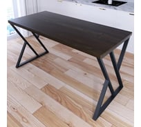 Стол кухонный Solarius Loft со столешницей цвета темного дуба из массива сосны 40 мм и черными металлическими Z-образными ножками, 130x60x75 см 703-10082