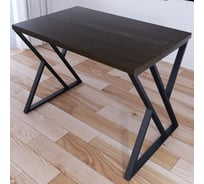 Стол кухонный Solarius Loft со столешницей цвета темного дуба из массива сосны 40 мм и черными металлическими Z-образными ножками, 100x80x75 см 703-10409