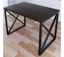 Стол кухонный Solarius Loft со столешницей цвета темного дуба из массива сосны 40 мм и черными металлическими крестообразными ножками, 100x80x75 см 702-10349