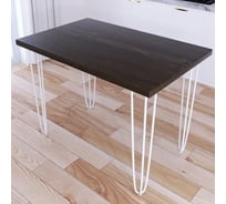 Стол кухонный Solarius Loft со столешницей цвета темного дуба из массива сосны 40 мм на белых металлических ножках-шпильках, 110x70x75 см 710-10387