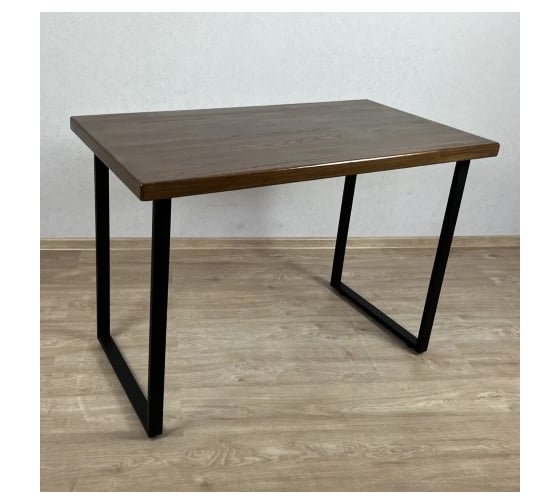 Стол кухонный Solarius Loft со столешницей цвета темного дуба из массива сосны 40 мм и черными металлическими ножками, 100x75x75 см 700-10392 1