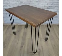 Стол кухонный Solarius Loft со столешницей цвета темного дуба из массива сосны 40 мм на черных металлических ножках-шпильках, 100x60x75 см 710-10369