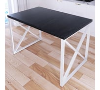 Стол кухонный Solarius Loft со столешницей цвета черного оникса из массива сосны 40 мм и белыми металлическими крестообразными ножками, 90x60x75 см 702-10270