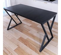 Стол кухонный Solarius Loft со столешницей цвета черного оникса из массива сосны 40 мм и черными металлическими Z-образными ножками, 130x70x75 см 703-10285