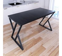 Стол кухонный Solarius Loft со столешницей цвета черного оникса из массива сосны 40 мм и черными металлическими Z-образными ножками, 140x60x75 см 703-10283