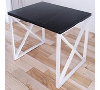 Стол кухонный Solarius Loft со столешницей цвета черного оникса из массива сосны 40 мм и белыми металлическими крестообразными ножками, 90x80x75 см 702-10418