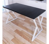 Стол кухонный Solarius Loft со столешницей цвета черного оникса из массива сосны 40 мм и белыми металлическими Z-образными ножками, 140x70x75 см 703-10307