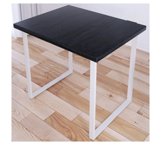 Стол кухонный Solarius Loft со столешницей цвета черного оникса из массива сосны 40 мм и белыми металлическими ножками, 80x60x75 см 700-10542 1