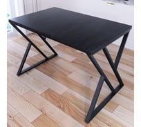 Стол кухонный Solarius Loft со столешницей цвета черного оникса из массива сосны 40 мм и черными металлическими Z-образными ножками, 120x70x75 см 703-10284