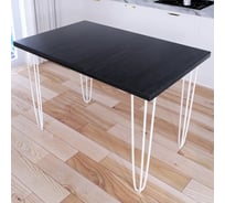 Стол кухонный Solarius Loft со столешницей цвета черного оникса из массива сосны 40 мм на белых металлических ножках-шпильках, 100x60x75 см 710-10439