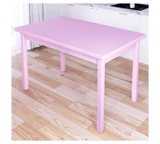 Стол кухонный Solarius Классика из массива сосны, столешница розового цвета 40 мм и розовые ножки, 130x70x75 см 600-10275 1