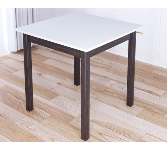 Стол кухонный Solarius Классика квадратный с белой столешницей 20 мм и ножками цвета венге, 60x60x75 см 600-10021 1