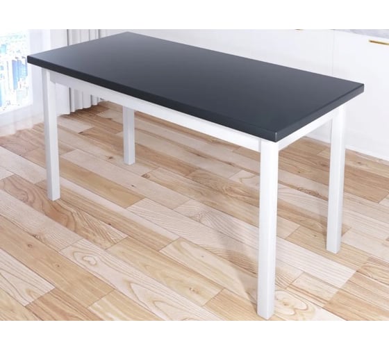 Стол кухонный Solarius Классика из массива сосны, столешница цвета антрацит 40 мм и белые ножки, 140x80x75 см 600-10194 1