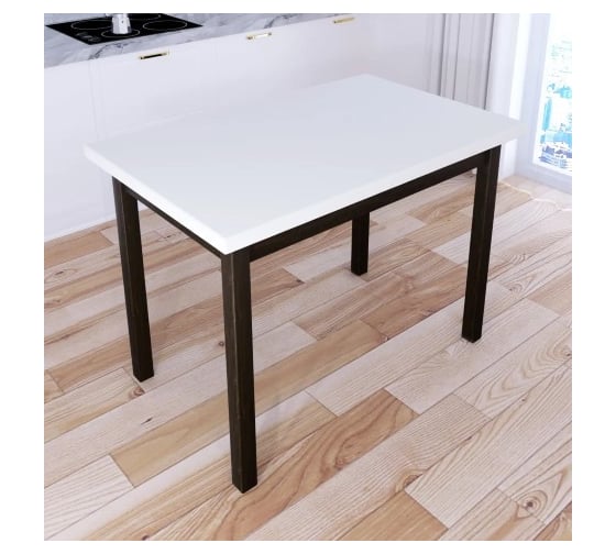 Стол кухонный Solarius Классика со столешницей белого цвета из массива сосны 40 мм и ножками цвета темного дуба, 110x60x75 см 600-10320 1