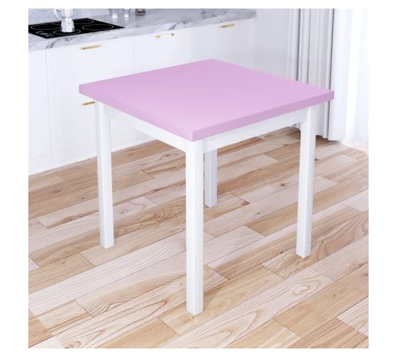 Стол кухонный Solarius Классика с квадратной розовой столешницей из массива сосны 40 мм и белыми ножками, 70x70x75 см 600-10243 1