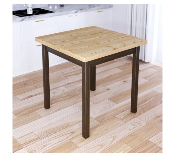 Стол кухонный Solarius Классика с квадратной лакированной столешницей из массива сосны 40 мм и ножками цвета темного дуба, 75x75x75 см 600-10255 1