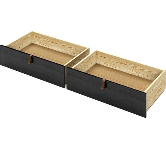 Ящик под кровать Solarius выкатной на колесиках для хранения вещей, 57x92,5x20,8 см, цвет черного оникса, 2 шт. (для кровати Классика-200) yashik2-onix