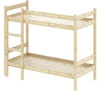 Двухъярусная кровать Solarius из массива сосны, со сплошным основанием, 190x90 см, габариты 200x100, без покраски dvuh90190-full