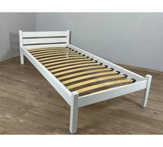 Кровать односпальная Solarius Классика из массива сосны, с ортопедическим основанием, 80x190 см, цвет белый 401-10001-190 1