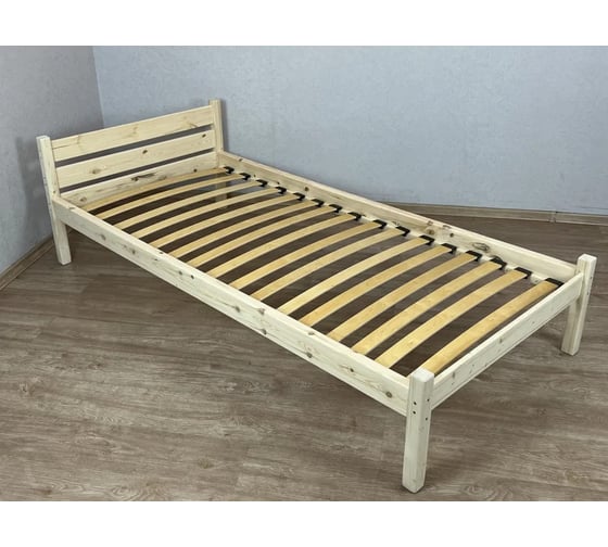 Кровать односпальная Solarius Классика из массива сосны, с ортопедическим основанием, без шлифовки и покрытия, 80x190 см 401-10017-190 1