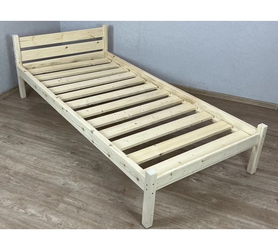 Кровать односпальная Solarius Классика из массива сосны, с реечным основанием, 200x100 см, габариты 210x110, лакированная 100kllak 1