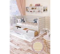 Односпальная тахта Solarius из массива сосны, с реечным основанием и высокими бортиками, 90x170 см, габариты 100x180 см, с двумя выкатными ящиками, платина tahta-spin90-170plat-2yash