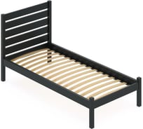 Кровать односпальная Solarius Классика из массива сосны, с ортопедическим основанием и высокой спинкой, цвет антрацит, 90x190 см klasorto-spin90ser-190