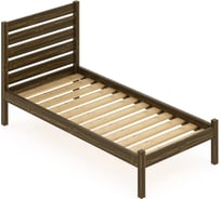 Кровать односпальная Solarius Классика из массива сосны, с реечным основанием и высокой спинкой, цвет темного дуба, 100x200 см klas-spin100temdub