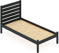 Кровать односпальная Solarius Классика из массива сосны, со сплошным основанием и высокой спинкой, цвет антрацит, 90x190 см klas-spin90ser-190-full