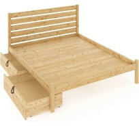 Двуспальная кровать Solarius Классика из массива сосны, со сплошным основанием и высокой спинкой, 160x190 см, с двумя выкатными ящиками, антрацит klas-spin160ser-190-full-2yash