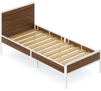 Односпальная кровать Solarius Лофт Компакт с реечным основанием, темный дуб с белым металлическим каркасом, 100x200 см KOMP100loft-temd-white