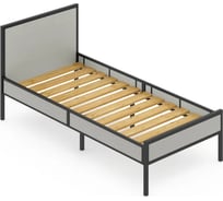 Односпальная кровать Solarius Лофт Компакт с реечным основанием, платина с черным металлическим каркасом, 80x200 см KOMP80loft-plat-black