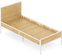 Односпальная кровать Solarius Лофт Компакт со сплошным основанием, без шлифовки и покраски, с белым металлическим каркасом, 80x200 см KOMP80loft-net-white-full