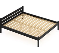 Двуспальная кровать Solarius Классика из массива сосны, с реечным основанием, 200x180 см, габариты 210x190 см, черный оникс 180klonix