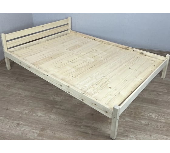 Двуспальная кровать Solarius Классика из массива сосны, со сплошным основанием, 190x180 см, габариты 200x190 см, без покраски kr180-190-full 1