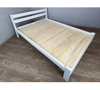 Двуспальная кровать Solarius Мишка усиленная, из массива сосны, со сплошным основанием, 190x140 см, габариты 200x150 см, белый 140mbel-190-full